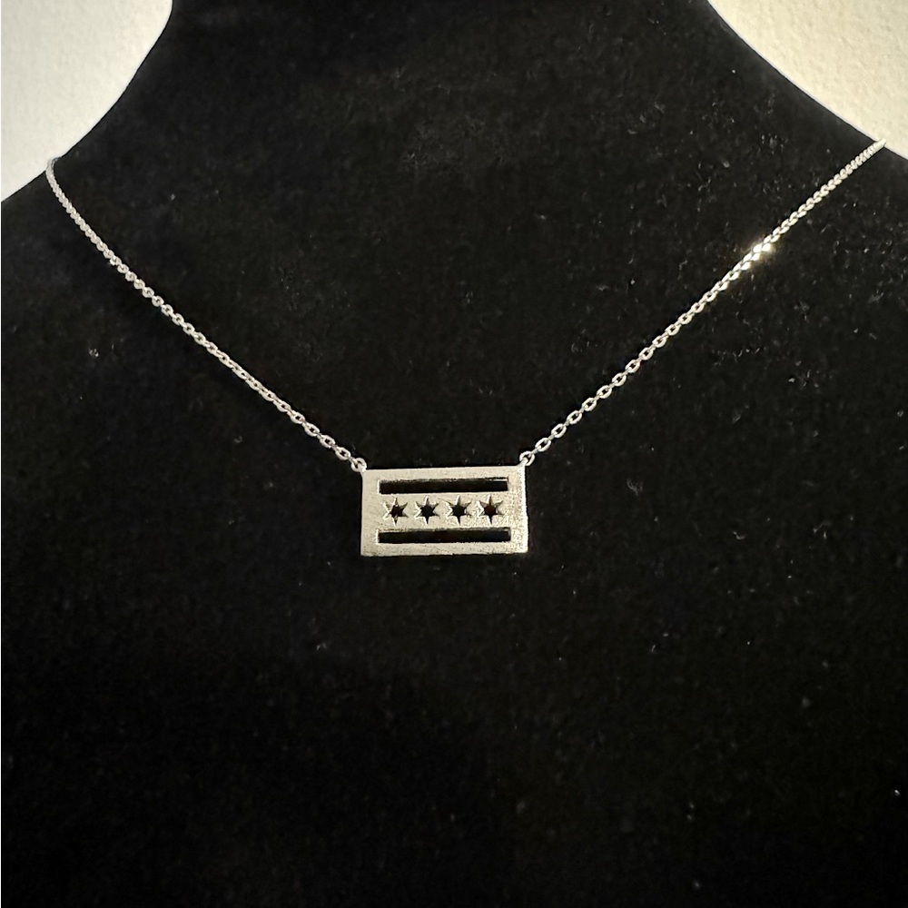 ⚜️3 for $30⚜️ Chicago Flag Pendant Clavicle Necklace (Geometric, Art Deco, Flag)